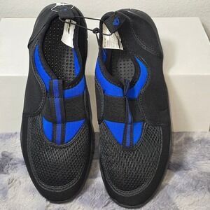 NWOT Academy Water Shoes Black Blue Mesh Slip On Athletic Boys Size 6D